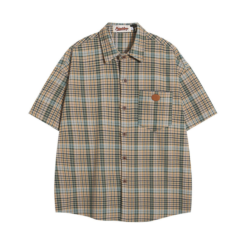 Casual Plaid Short Sleeve Shirt Men