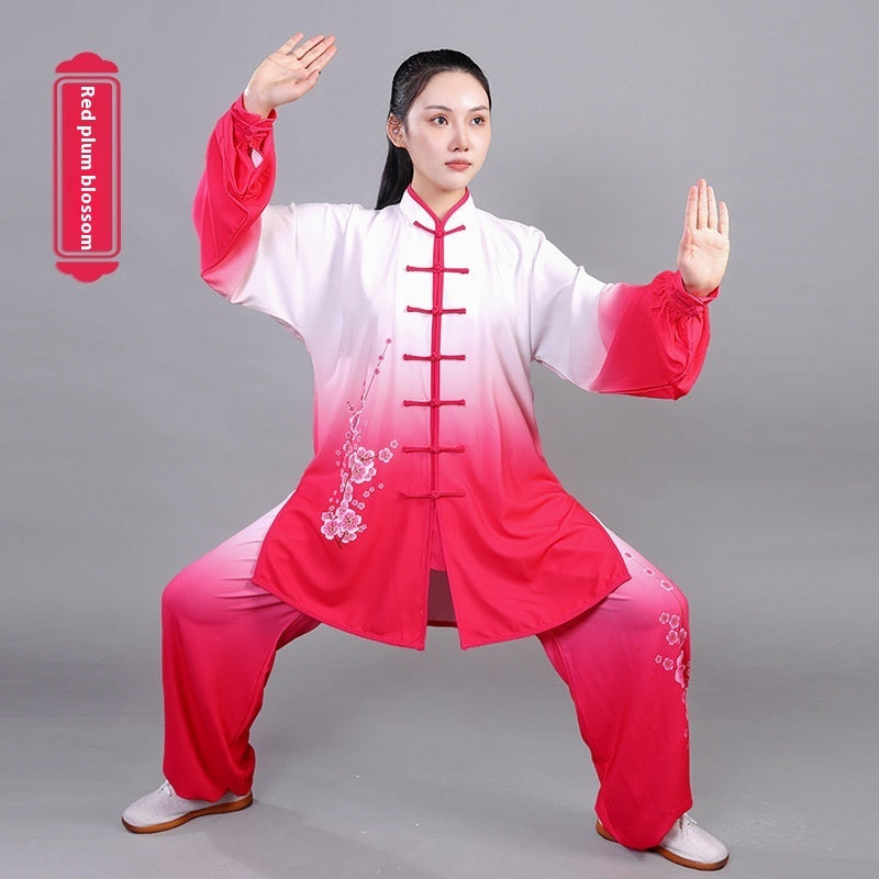 Stretch Cotton Gradient Hand-painted Tai Ji Suit Men And Women Martial Arts Shadowboxing Exercise Clothing