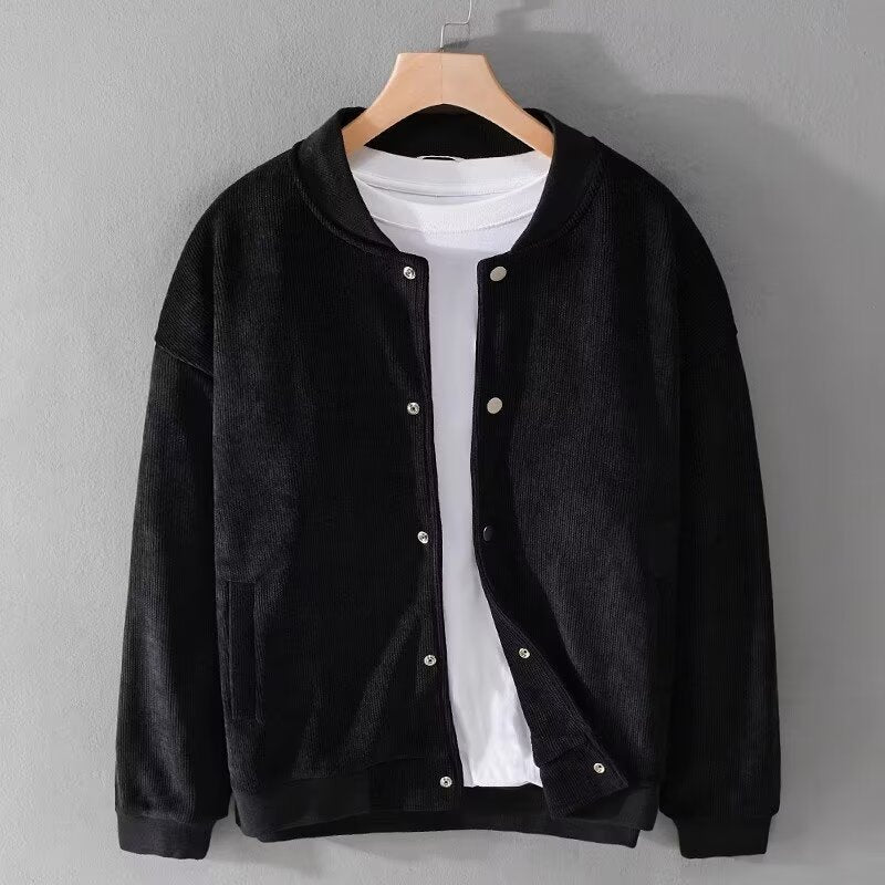 Corduroy Stand Collar Baseball Uniform Autumn New Retro Trendy Corduroy Baggy Casual Jacket