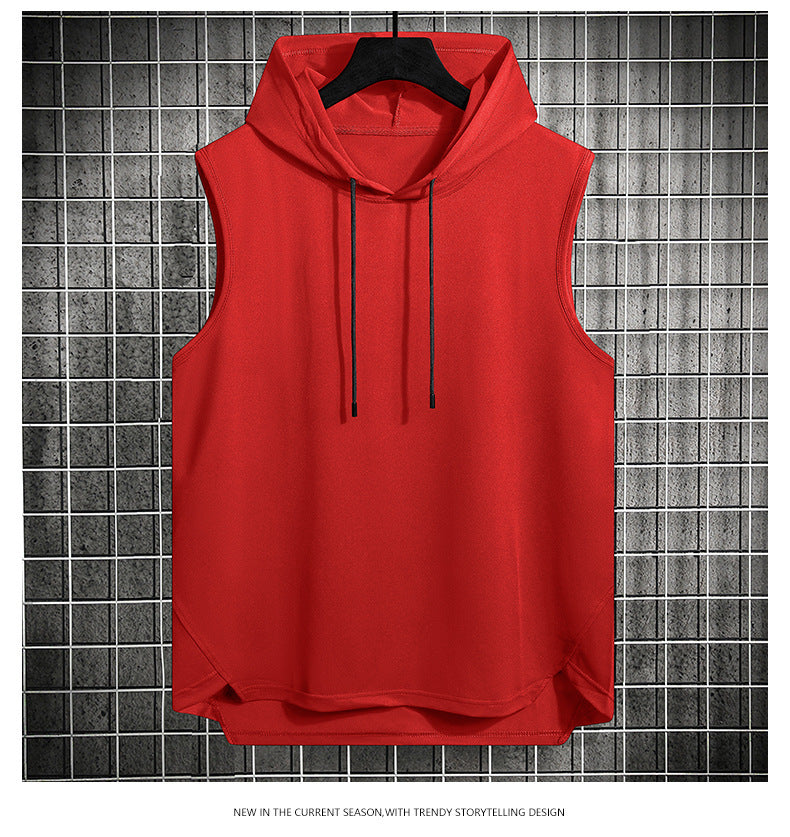 Summer Men's Hong Kong Style Top Solid Color Casual Loose-fitting Hoodie Sweater Vest