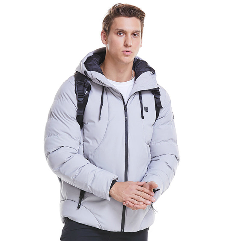 New Men Women Cotton Coat USB Smart Electric Heated Jackets Winter Thicken Down Hooded Outdoor Hiking Ski Clothing 7XL