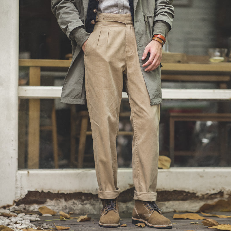 Men's Retro High Waist Straight Cargo Pants