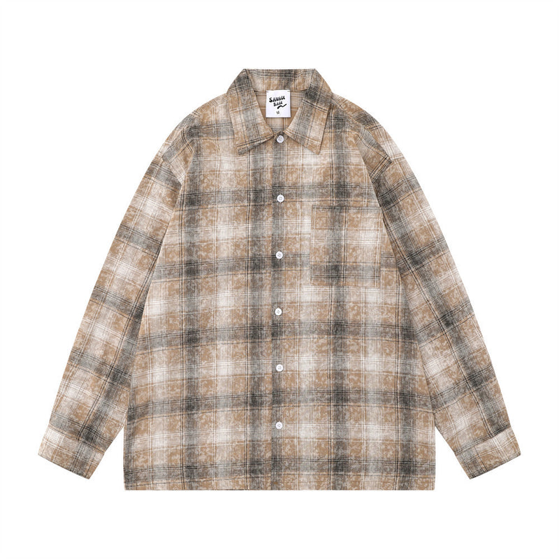 Gradient Plaid Long Sleeve Shirt Men