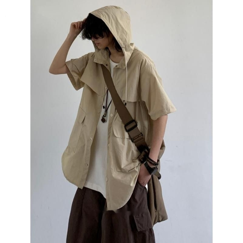 Men's Hong Kong Style Student Loose Niche Design Fun New Men's Material With Hat Lining