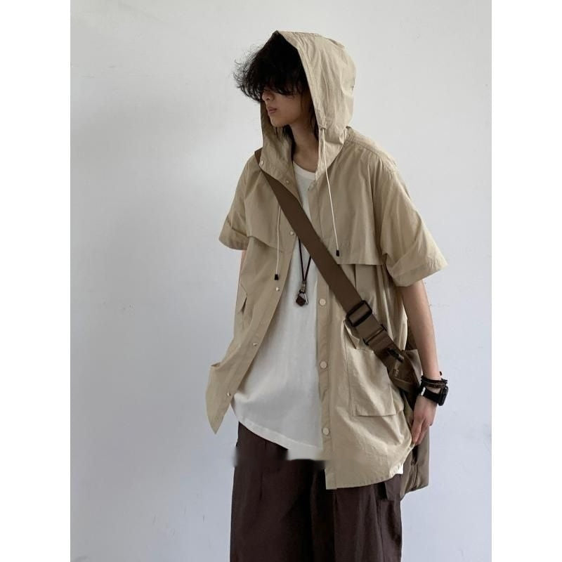 Men's Hong Kong Style Student Loose Niche Design Fun New Men's Material With Hat Lining