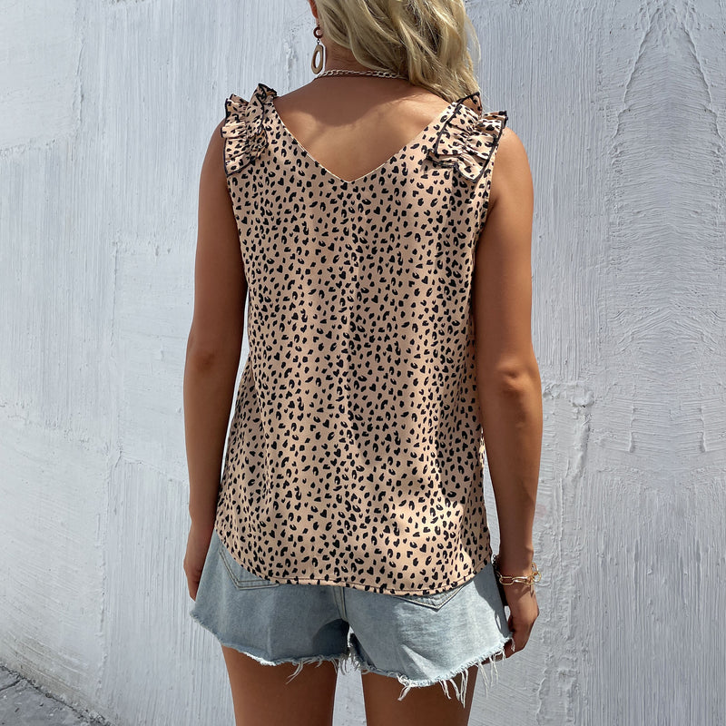 European And American Women's Clothing Summer New Sleeveless Leopard Print Vest Top For Women