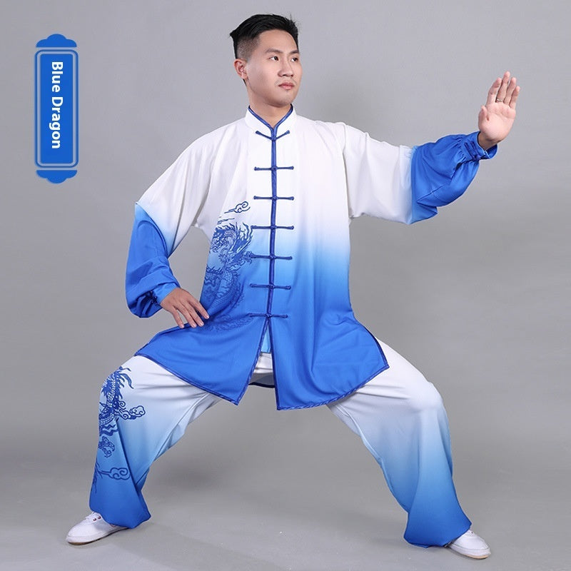 Stretch Cotton Gradient Hand-painted Tai Ji Suit Men And Women Martial Arts Shadowboxing Exercise Clothing