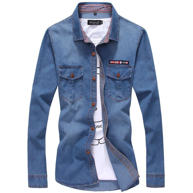 Youth Tricolor Denim Shirt Large Men