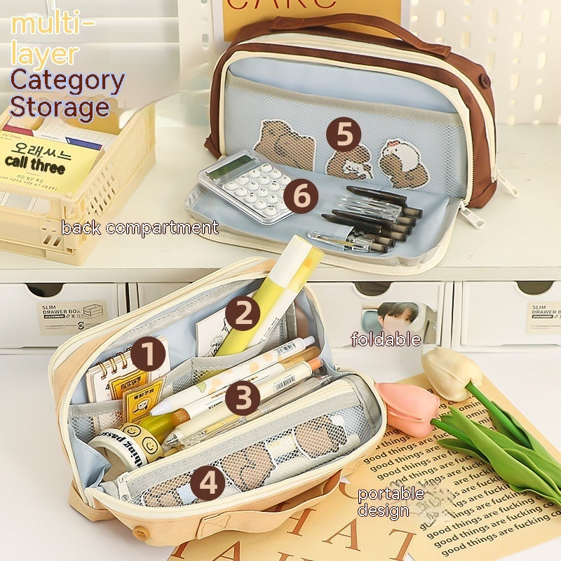 Double-sided Large Capacity Student Pencil Bag