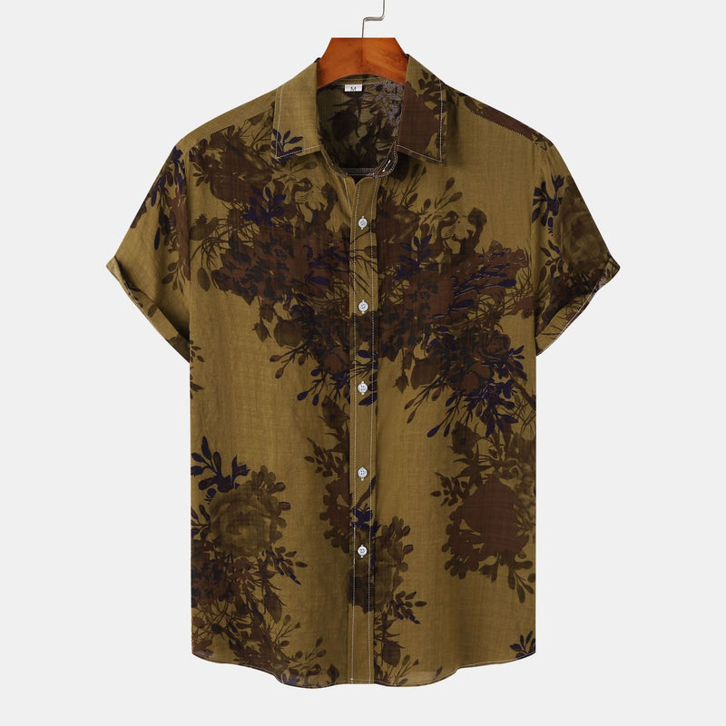 Floral Lapel Shirt For Men