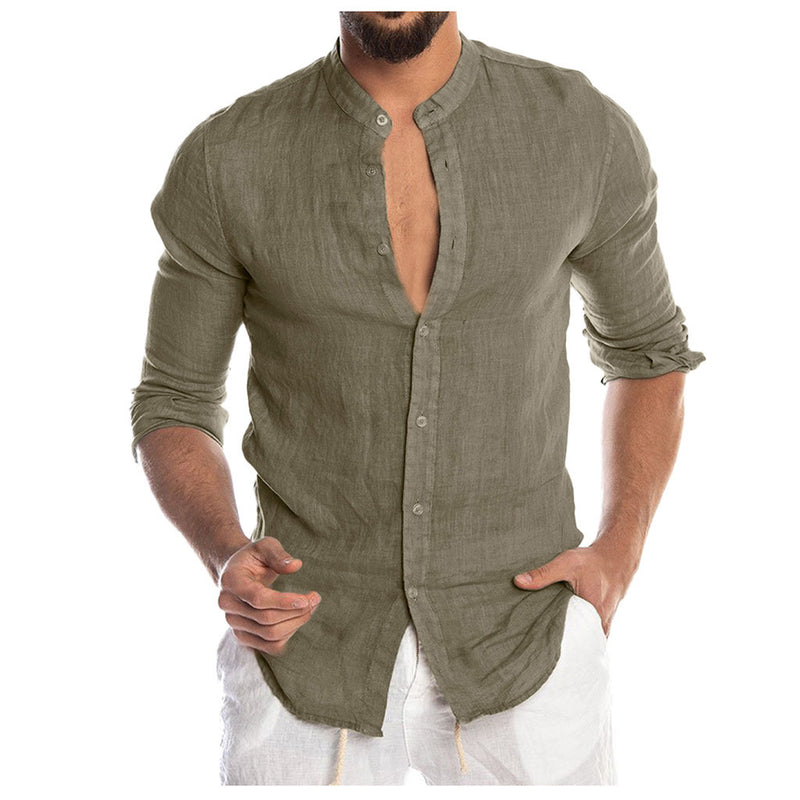 Cardigan long sleeve shirt men