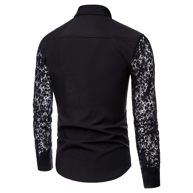 Arm lace solid color shirt men