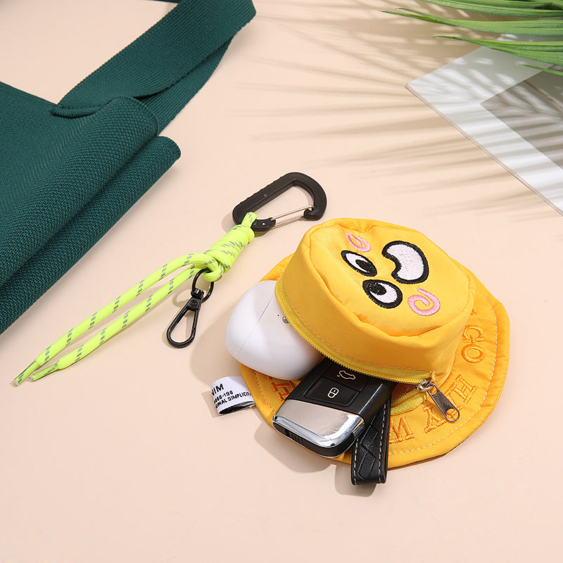 Men's Smiling Face Earphone Bag Small Bag Keychain