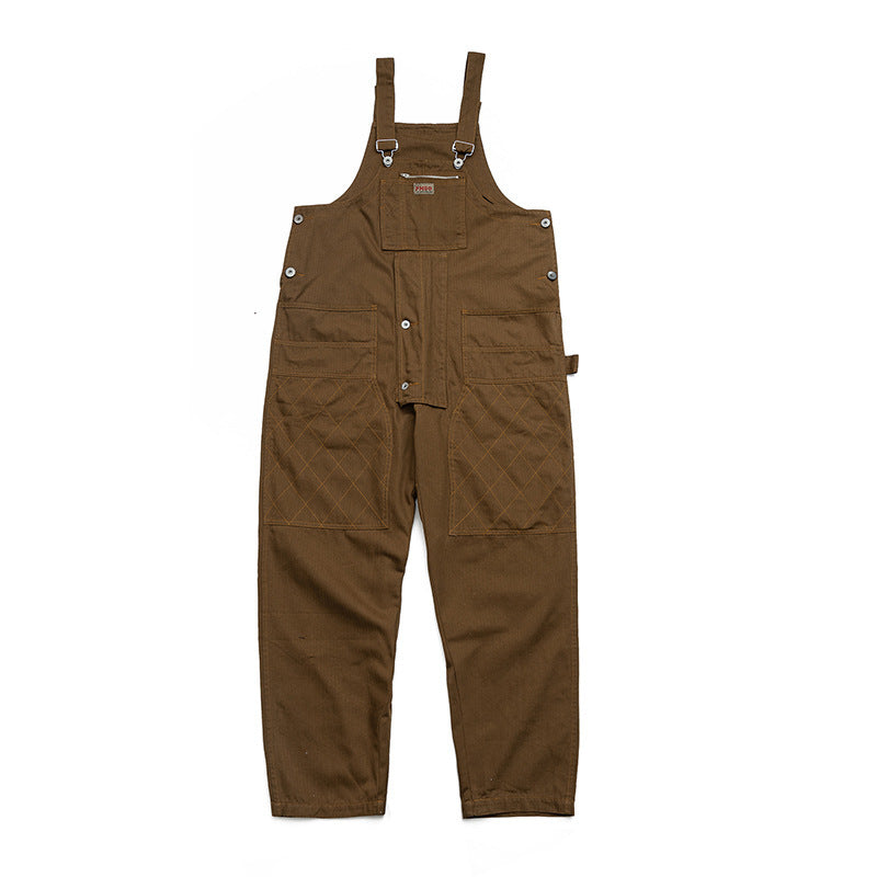 Japanese Style Workwear Suspenders Multi-pocket One-piece