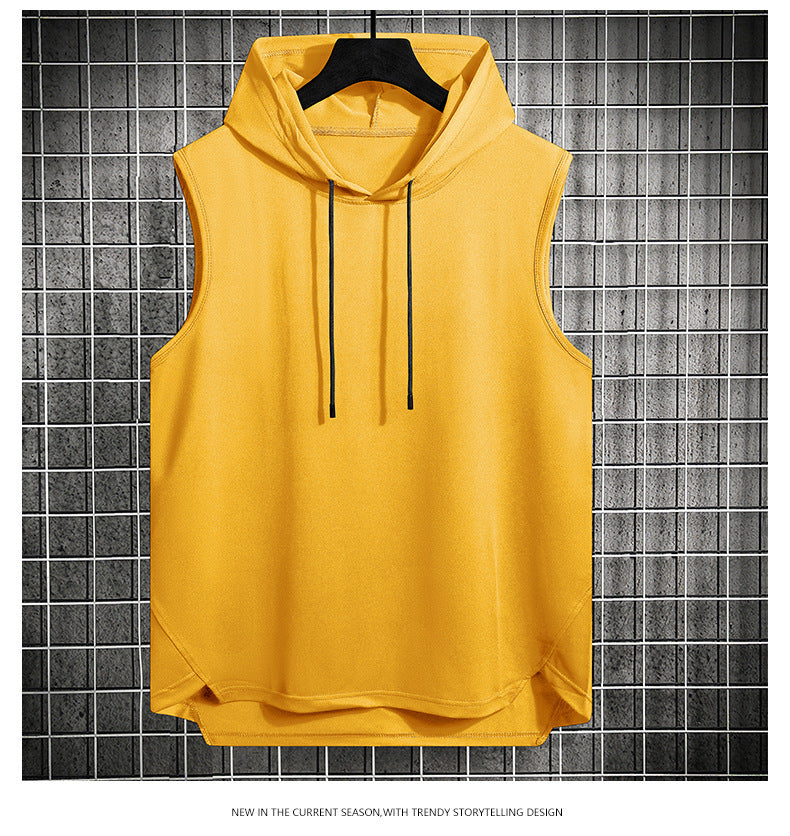 Summer Men's Hong Kong Style Top Solid Color Casual Loose-fitting Hoodie Sweater Vest