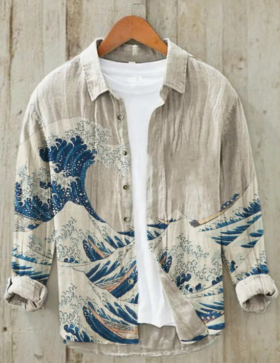 New Casual Printed Hawaiian Shirt Men