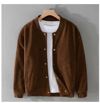 Corduroy Stand Collar Baseball Uniform Autumn New Retro Trendy Corduroy Baggy Casual Jacket