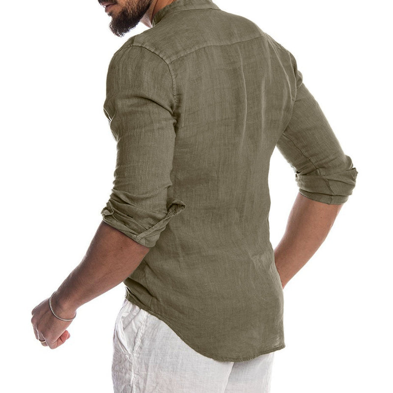 Cardigan long sleeve shirt men