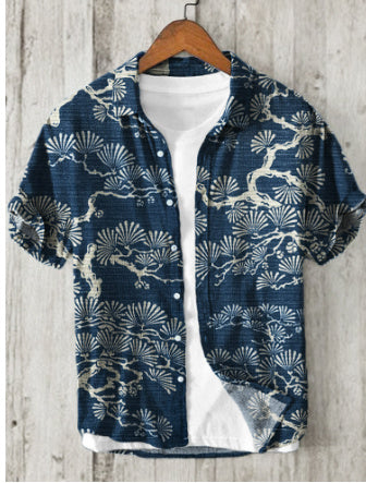 New Casual Printed Hawaiian Shirt Men