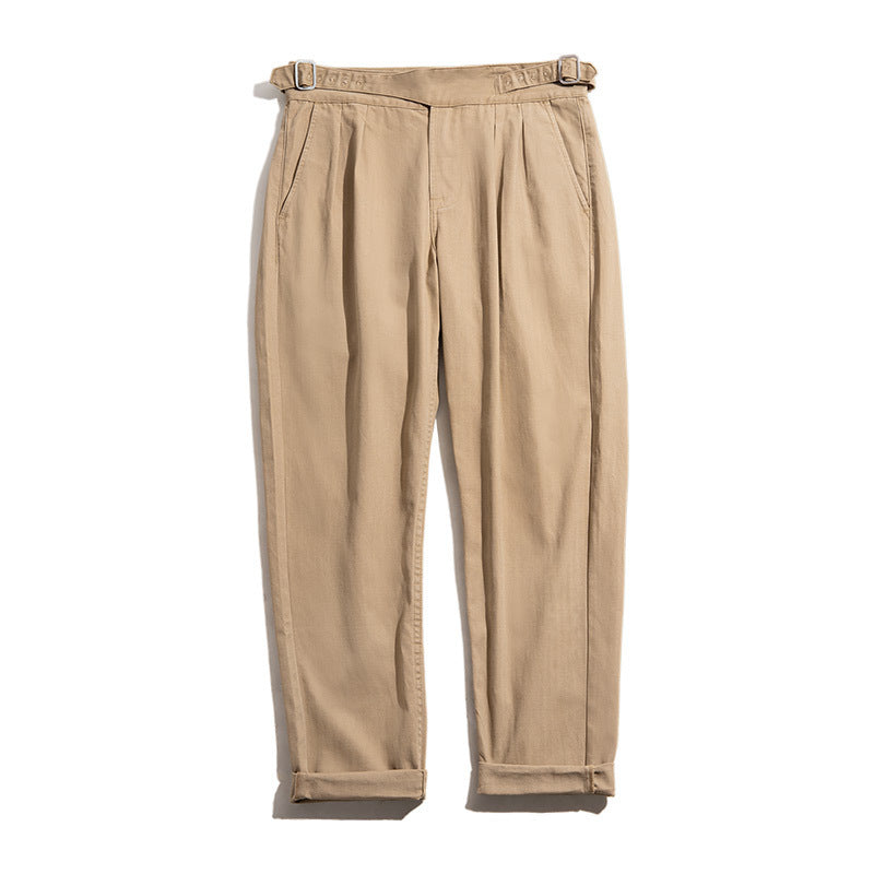 Men's Retro High Waist Straight Cargo Pants