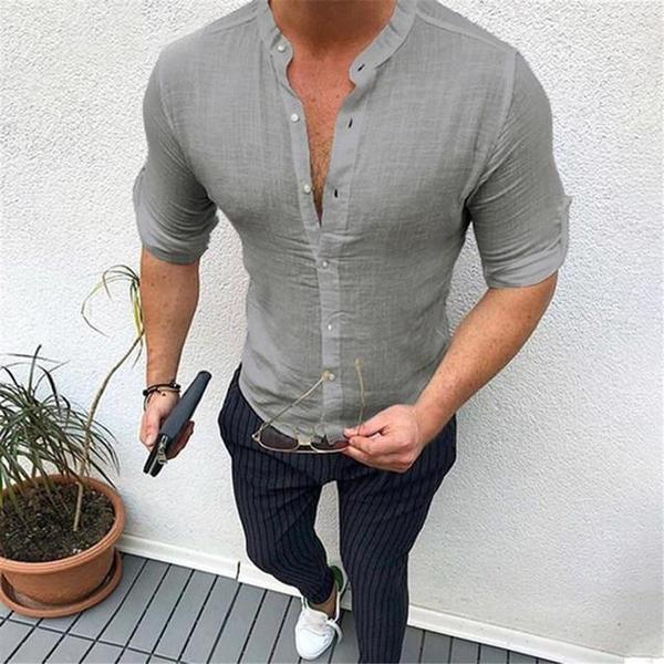 Cardigan long sleeve shirt men