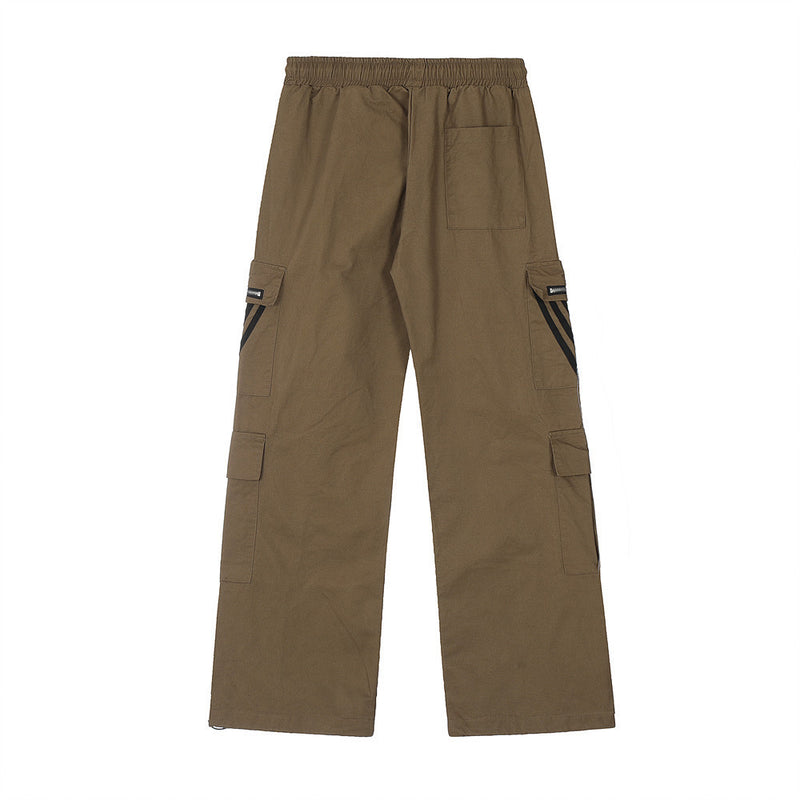 Three Bars Multi-pocket Cargo Pants Men's Loose