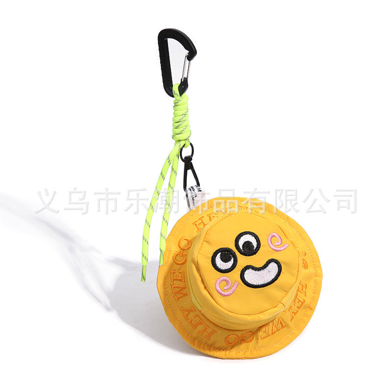 Men's Smiling Face Earphone Bag Small Bag Keychain