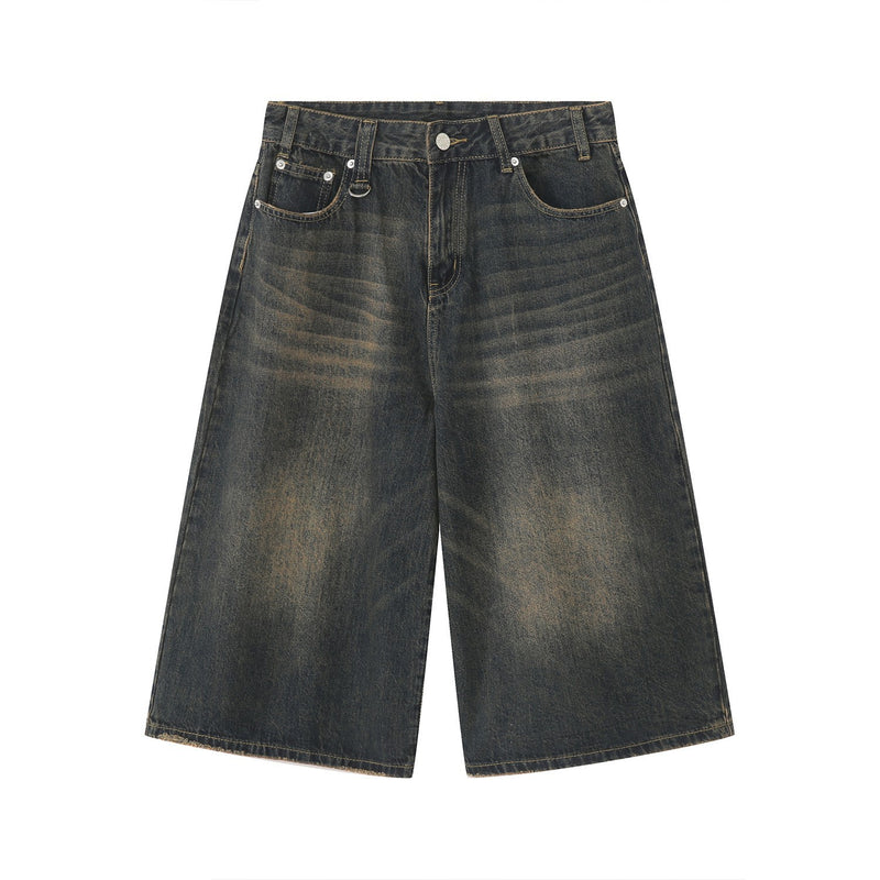 Retro Distressed Flared Cropped Pants For Men