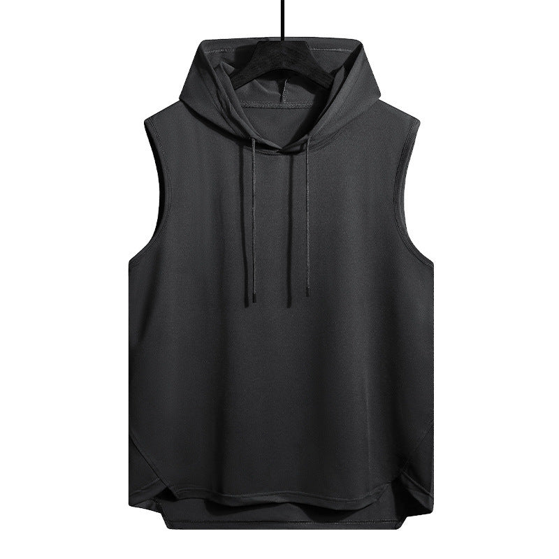 Summer Men's Hong Kong Style Top Solid Color Casual Loose-fitting Hoodie Sweater Vest