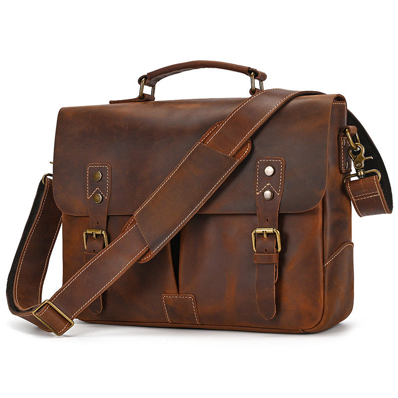 Retro Men's Briefcase Crazy Horse Leather