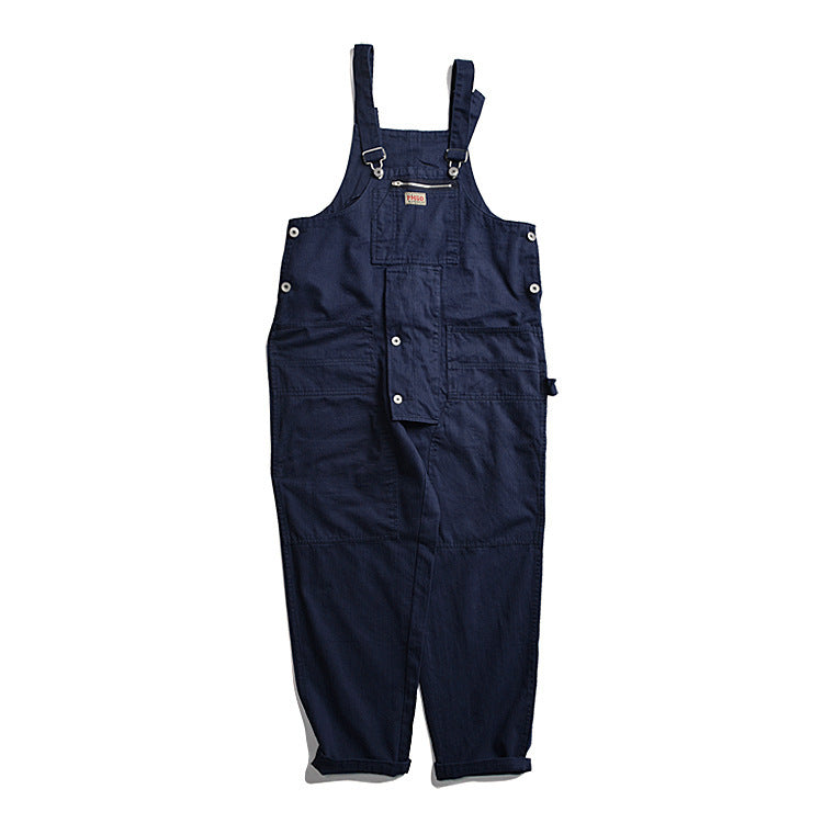 Japanese Style Workwear Suspenders Multi-pocket One-piece