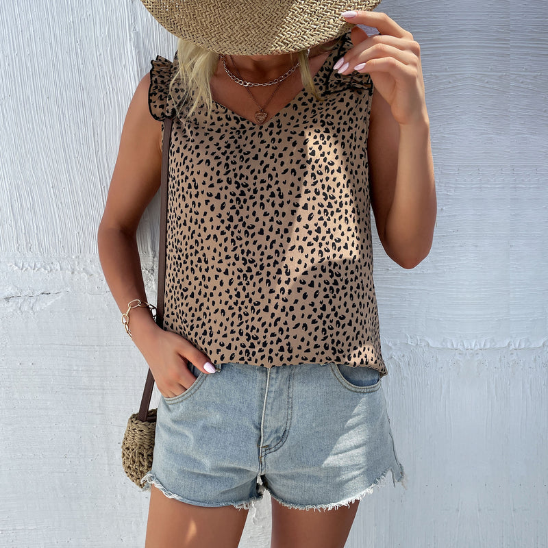 European And American Women's Clothing Summer New Sleeveless Leopard Print Vest Top For Women