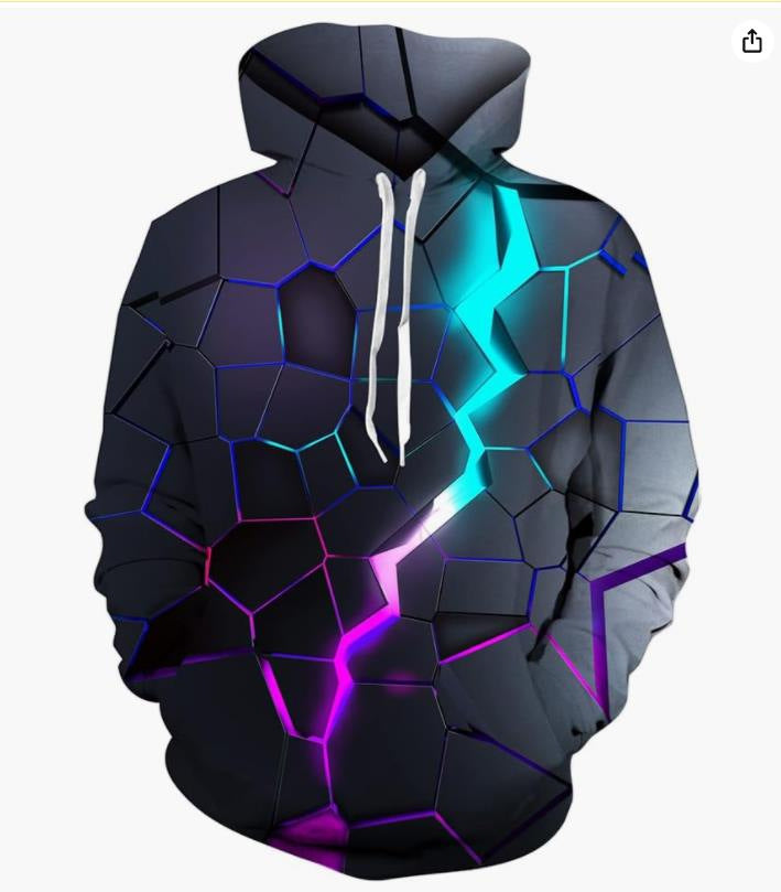 3d Digital Printing Plus Size Loose Hooded