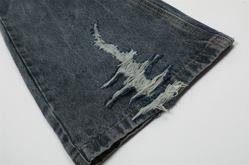 Dirty Spray Painting Denim Trousers Punk Dyeing