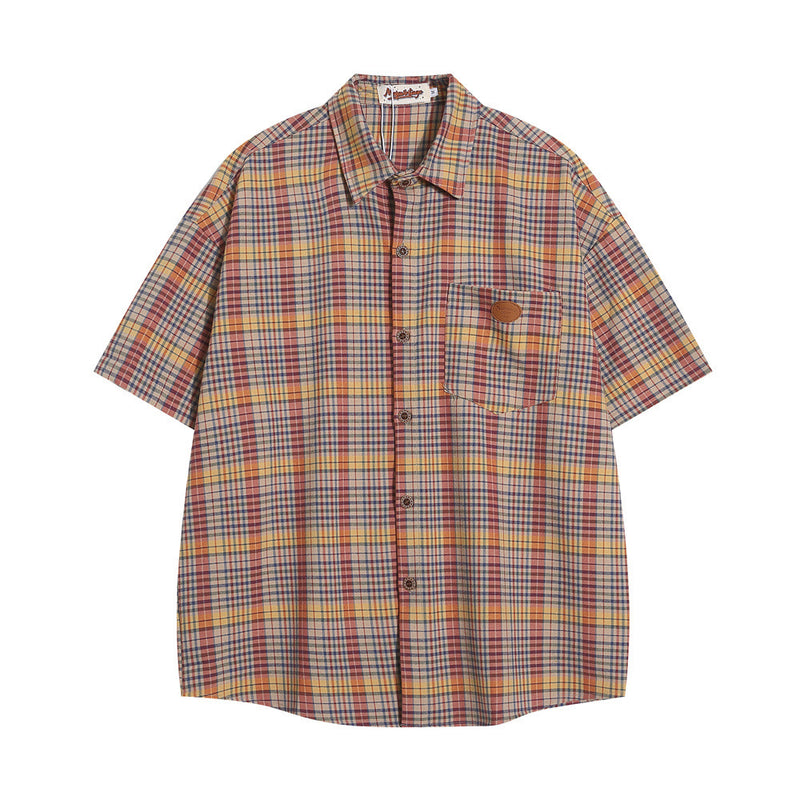 Casual Plaid Short Sleeve Shirt Men